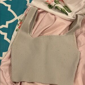 Aritzia Ribbed Taupe Tank Top
